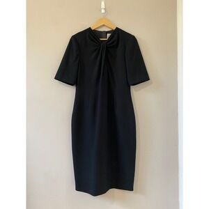 LK Bennett Caterina Black Twisted Knot Neck Sheath Dress Womens 10 US Midi